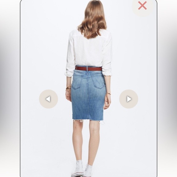 MOTHER THE PEG STEP FRAY SKIRT IN AFTER ALL THESE YEARS HI LOW RAW HEM SZ 29/LG - Picture 2 of 12